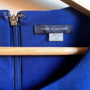 TOMMY HILFIGER Womens Blue Sleeveless Above The Knee Fit + Flare Dress